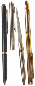 The Pen Knife looks exactly like any regular pen, yet it conceals a useful self-defense item; a small and very sharp blade.