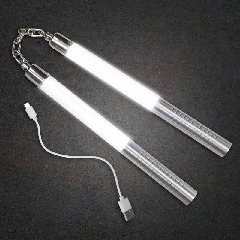 White Deluxe LED Nunchucks