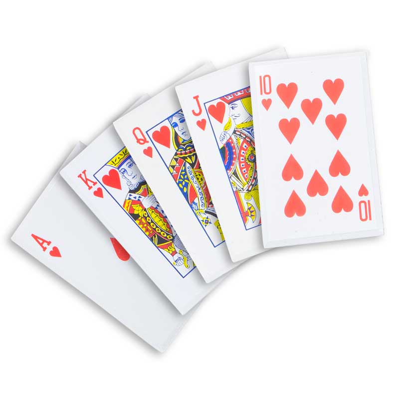 These five cards, all of the same suit (hearts) come with a durable nylon carrying case (with a handy belt loop). 