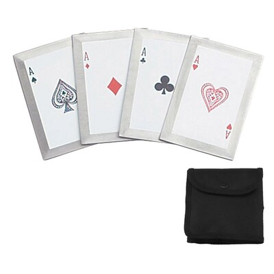 These slim profile throwing cards are constructed from stainless steel