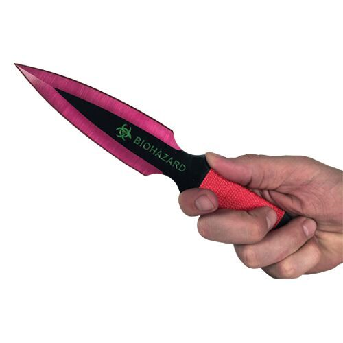 2 Piece Throwing Knife Green Color BioHazard. 