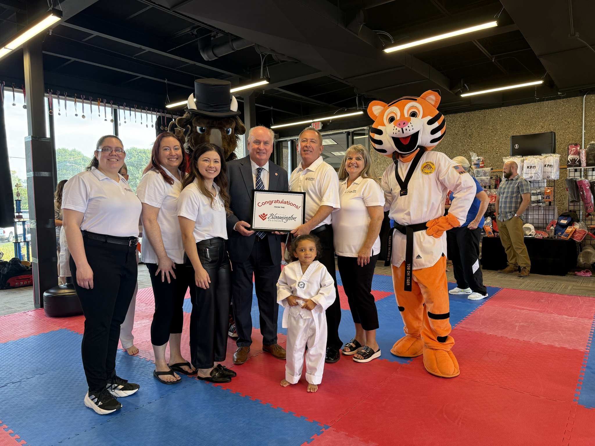 Walker's Martial Arts team with Mayor